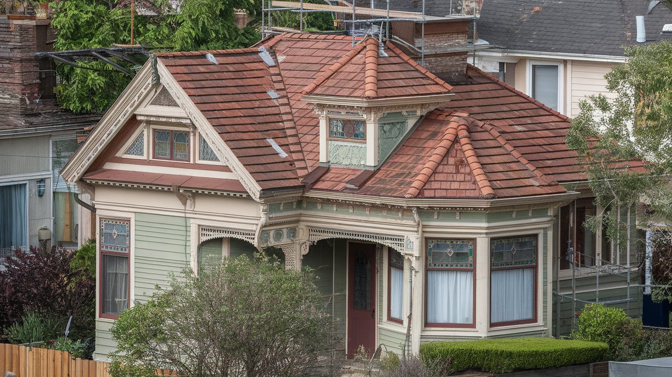 Clay Tile Roof Restoration Historic clay tile roof restoration in East Bay Victorian home - Preserving architectural heritage
