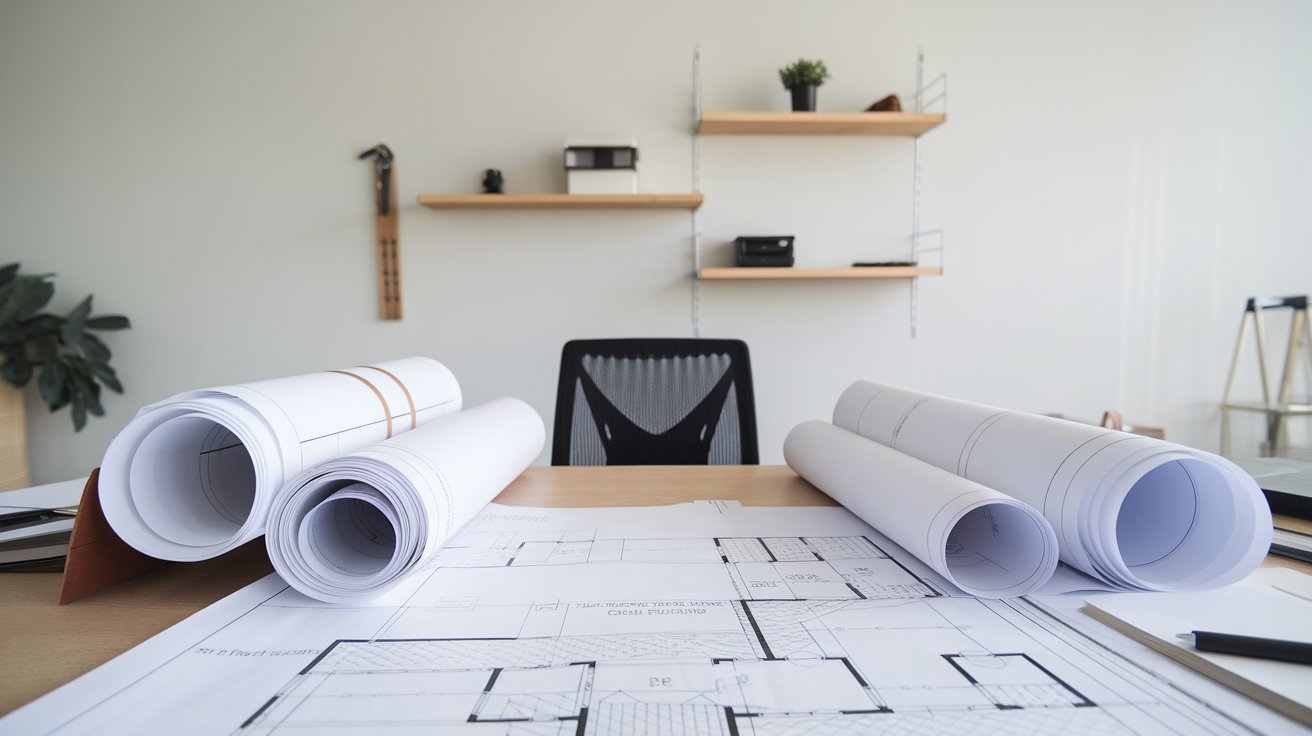 Permit Application Process Roofing permit application process - Documents and blueprints on desk