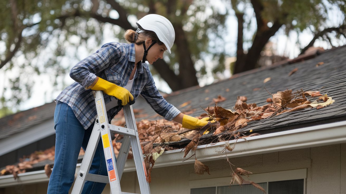 Fire Prevention Maintenance Cleaning roof debris for fire prevention - Essential maintenance for fire season