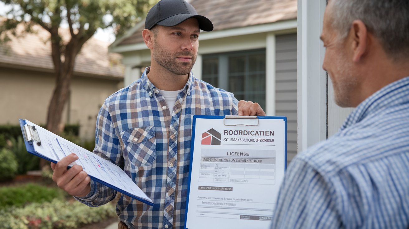 Choosing a Roofing Contractor Professional roofing contractor consultation with Concord CA homeowner - Choosing the right contractor