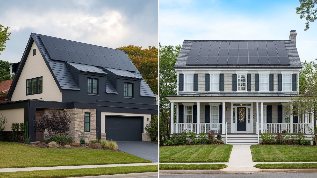 Solar Roof Comparison Tesla Solar Roof tiles vs traditional roofing - Side by side comparison Alameda County