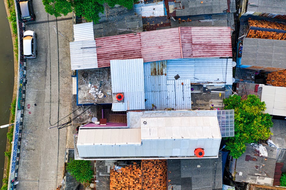 drone view residential roof — roofing in the East Bay