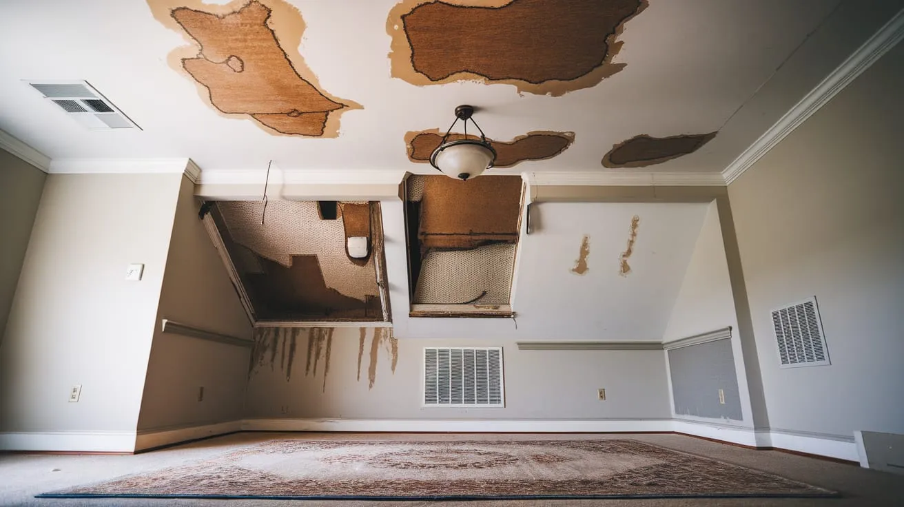 Water damage from roof leak